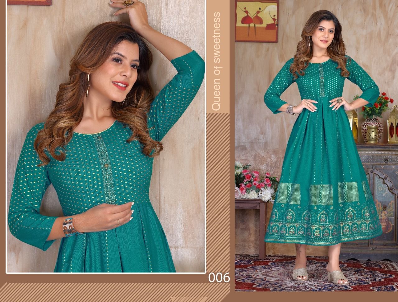 Golden Natural Beauty 1 New Fancy Wear rayon Designer Kurti Collection